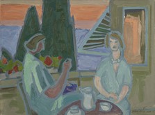 Abend auf dem Balkon, 1950, Öl auf Leinwand, 60 x 82 cm