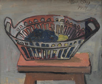 Albert Rüegg, Fruchtschale, 1955, Öl auf Leinwand, 43 x 55 cm