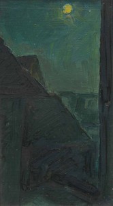 Albert Rüegg, Mondnacht I, 1920, Öl auf Leinwand, 34 x 19.5 cm