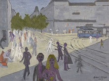 Albert Rüegg, «Sonne über dem Paradeplatz», 1982, Öl auf Leinwand, 60 x 80 cm. Foto: Michael Sieber